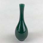 Japanese Porcelain Single Flower Vase Pottery Yakimono Tsurukubi Green PX695