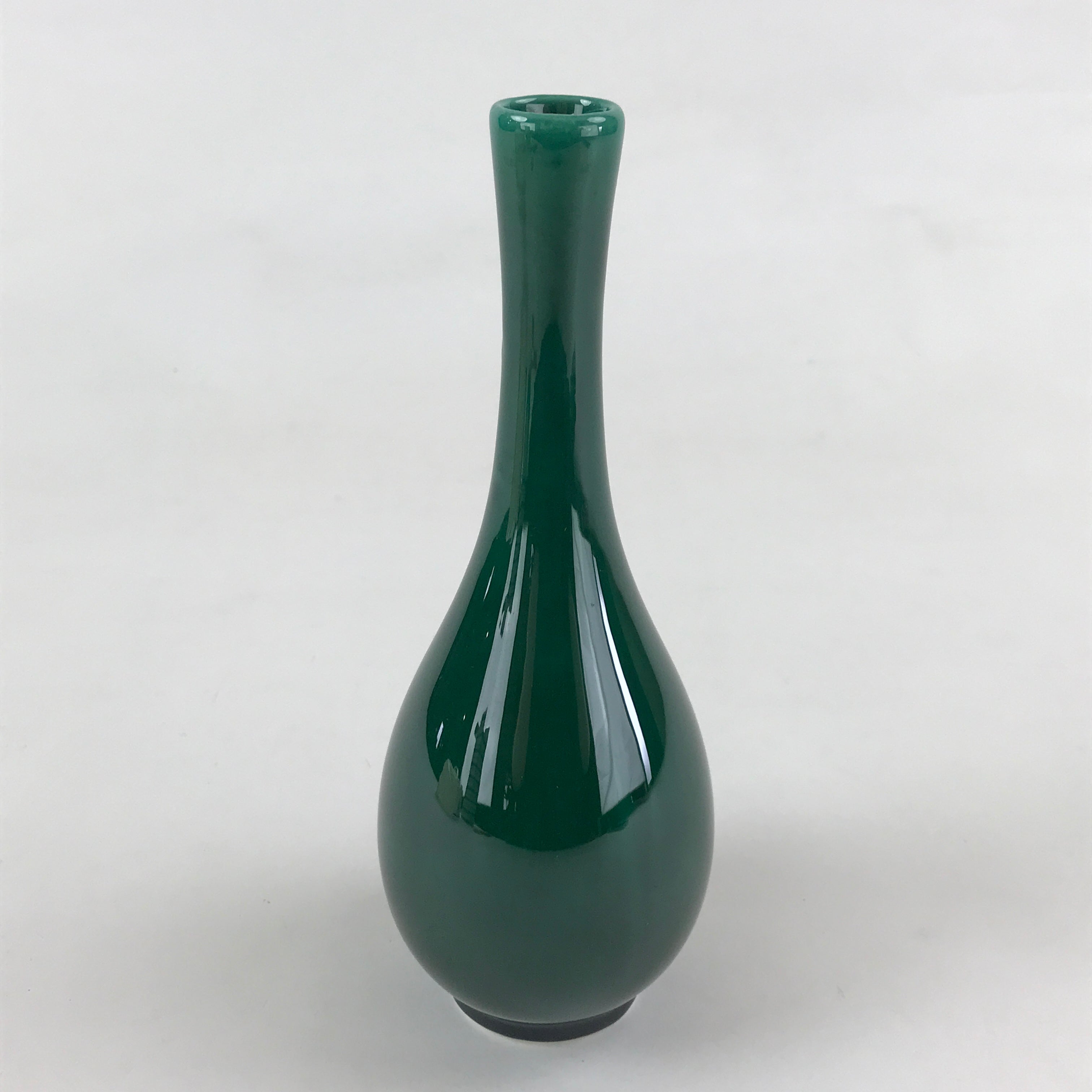 Japanese Porcelain Single Flower Vase Pottery Yakimono Tsurukubi Green PX695