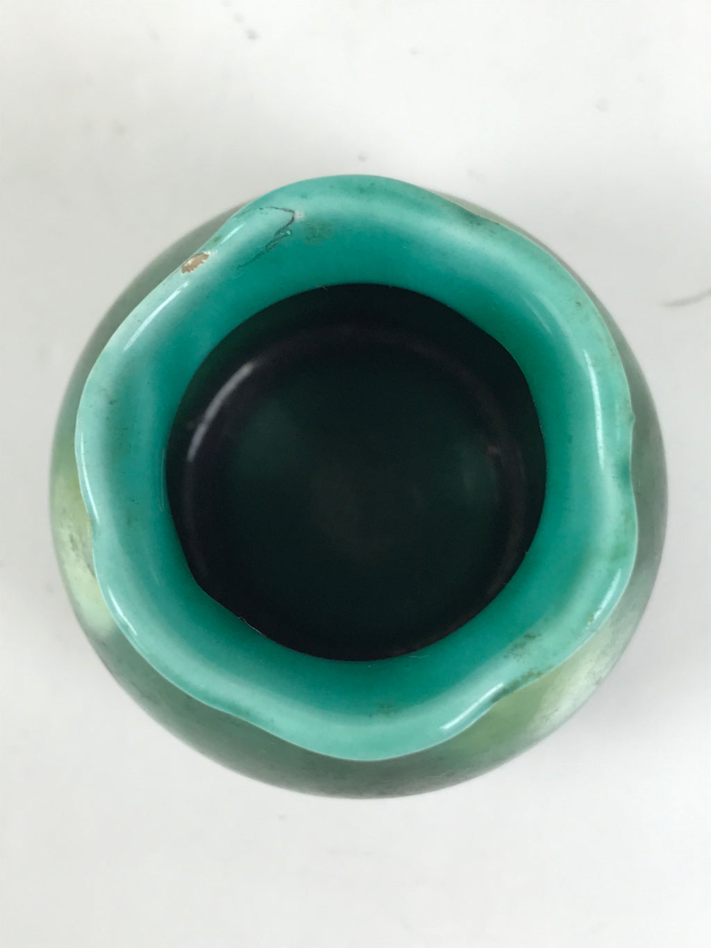 Japanese Porcelain Single Flower Vase Vtg Small Kabin Green Round Hanging MFV101
