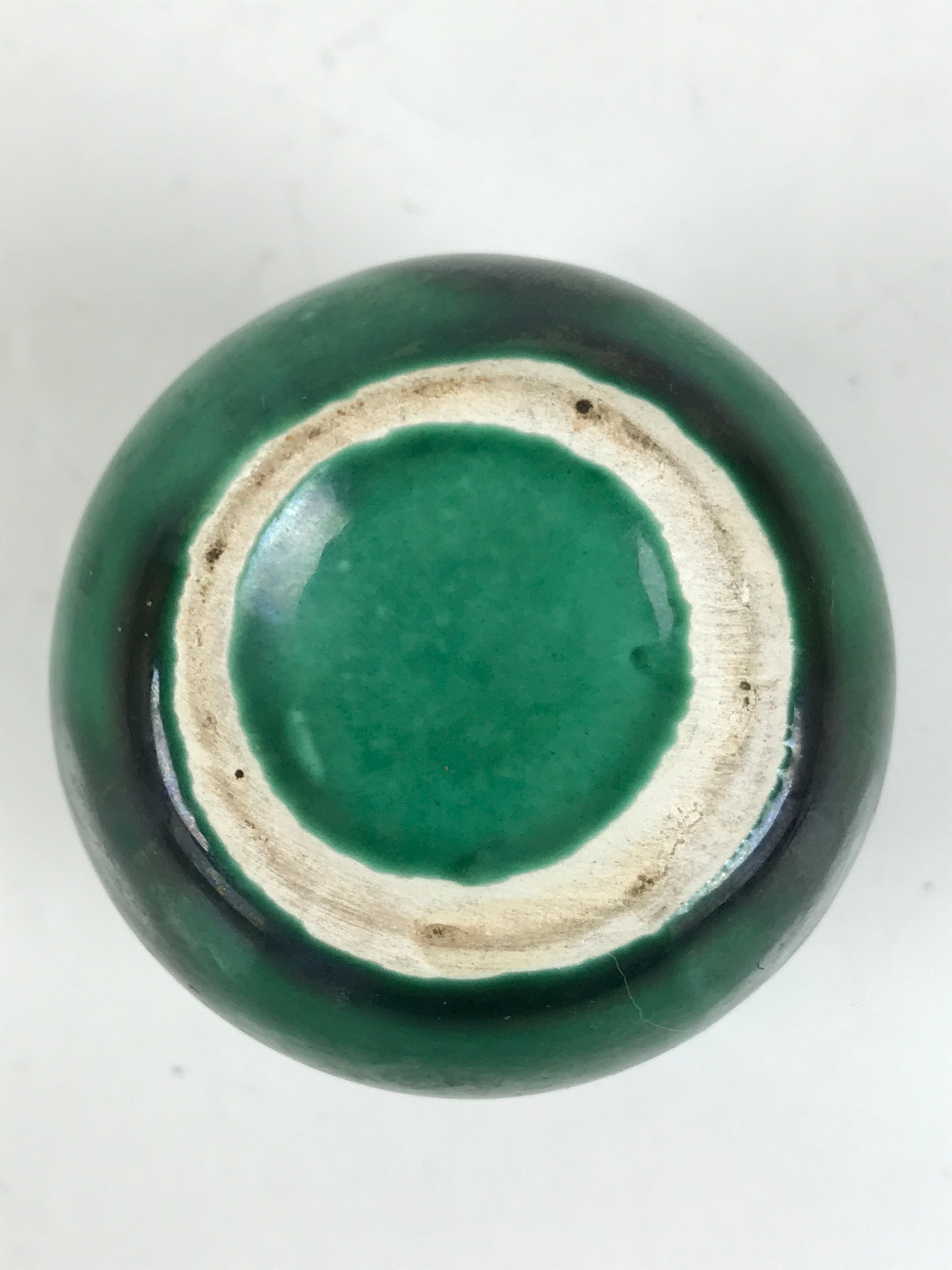 Japanese Porcelain Single Flower Vase Vtg Small Kabin Green Round Hanging MFV101