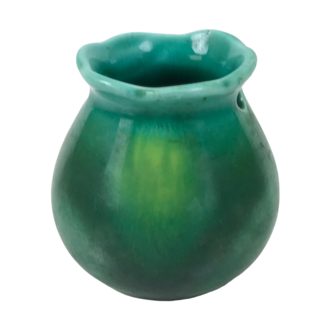 Japanese Porcelain Single Flower Vase Vtg Small Kabin Green Round Hanging MFV101