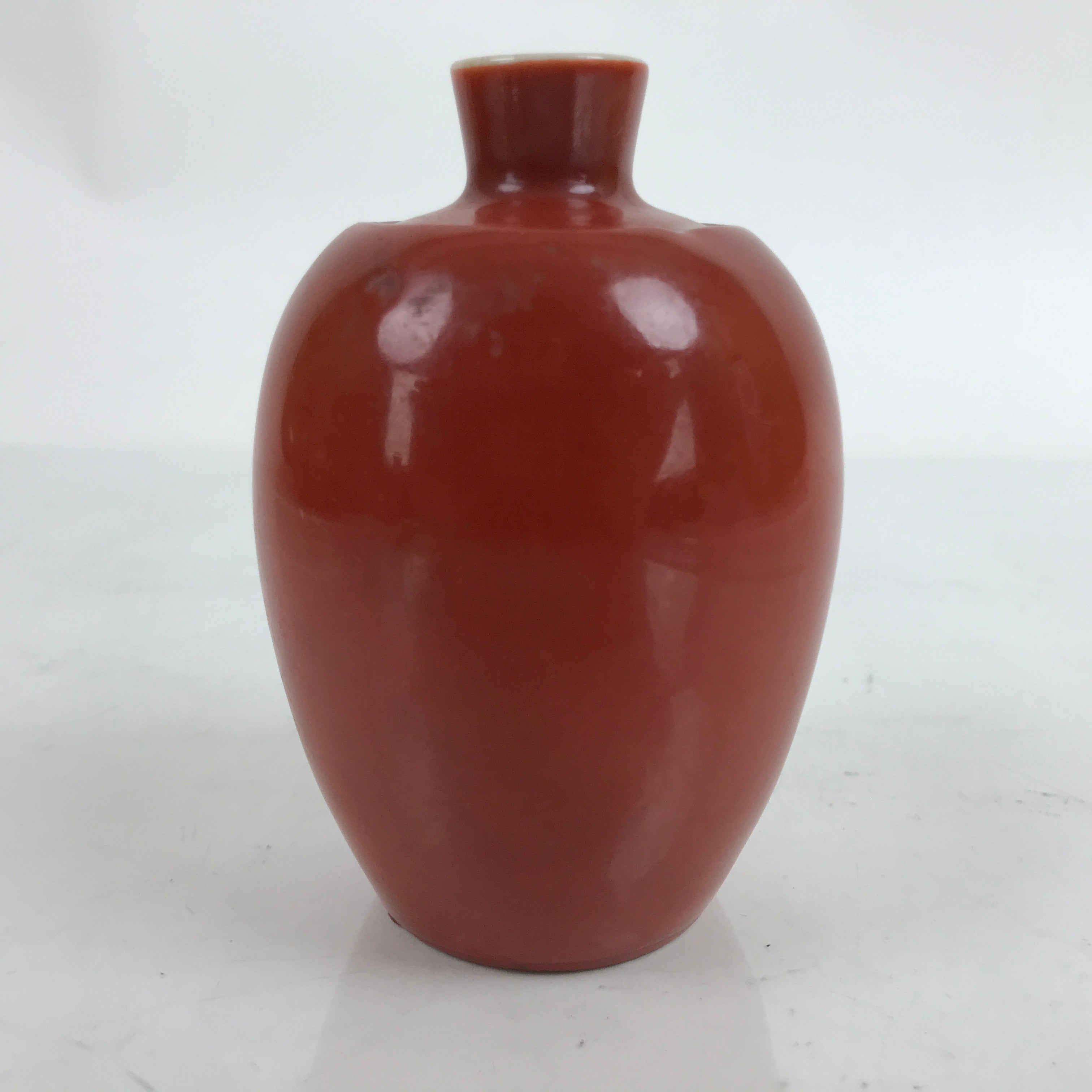 Japanese Porcelain Single Flower Vase Vtg Small Kabin Red Tulip Design MFV84