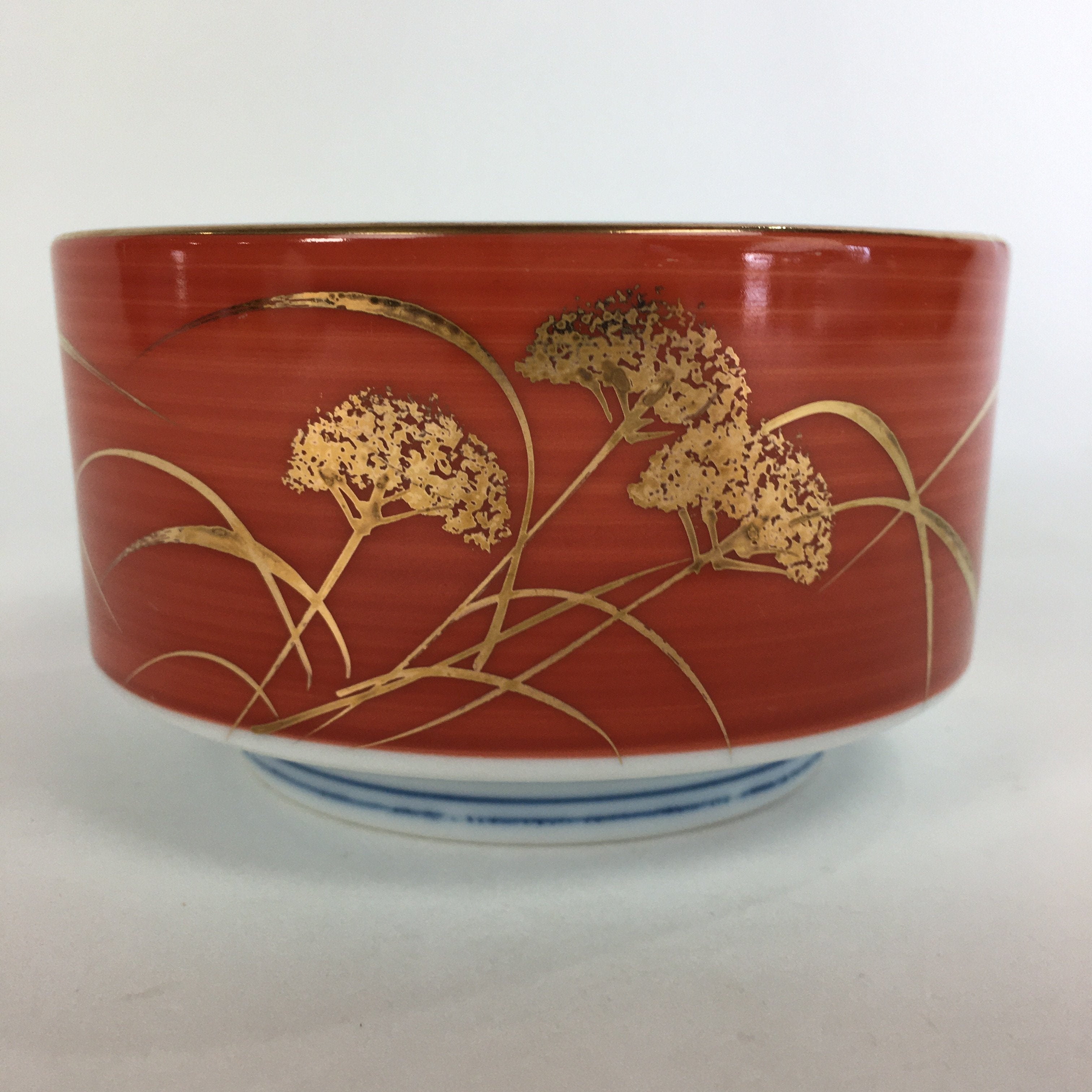 Japanese Porcelain Small Bowl Kobachi Red White Sometsuke Flower Pattern PP557