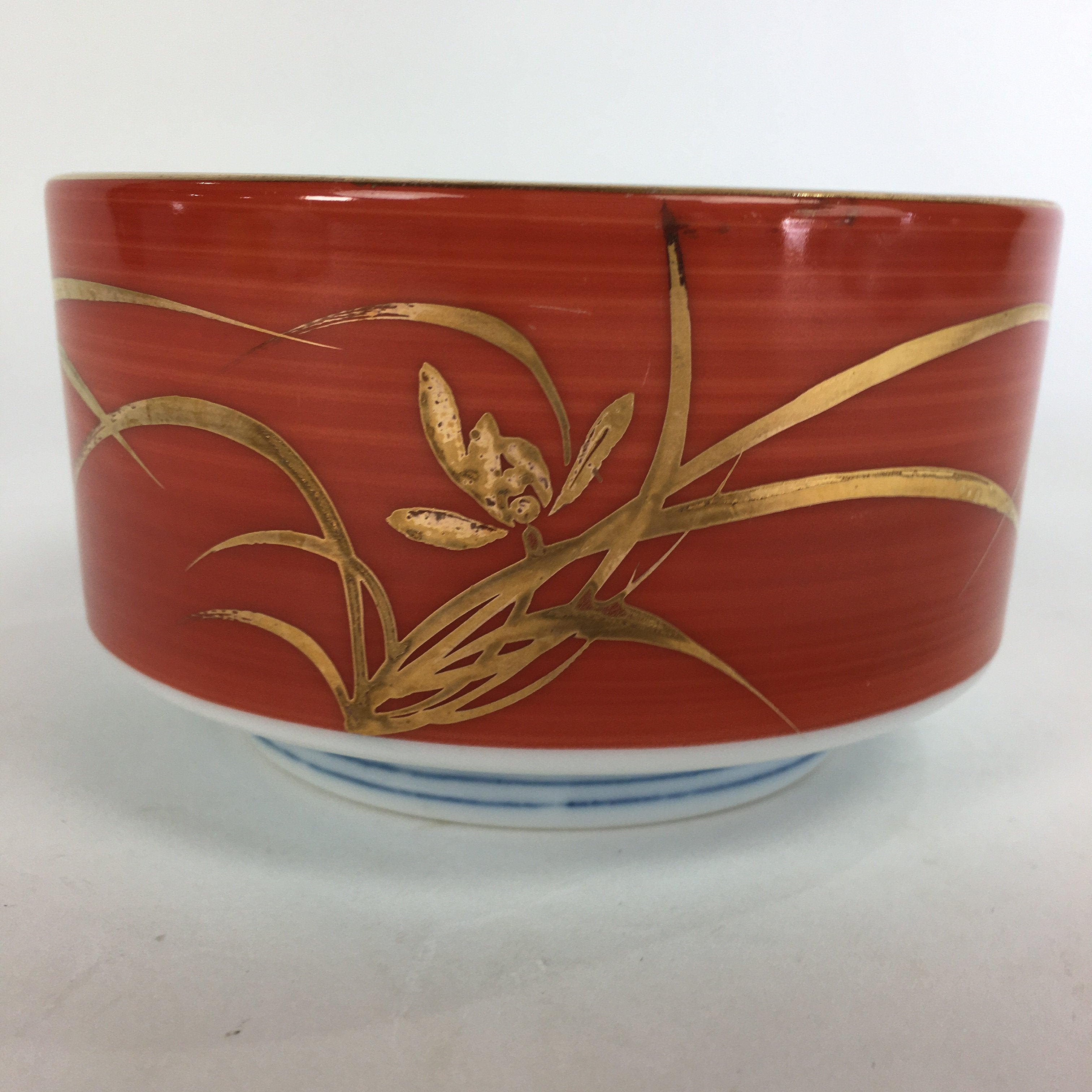 Japanese Porcelain Small Bowl Kobachi Red White Sometsuke Flower Pattern PP557