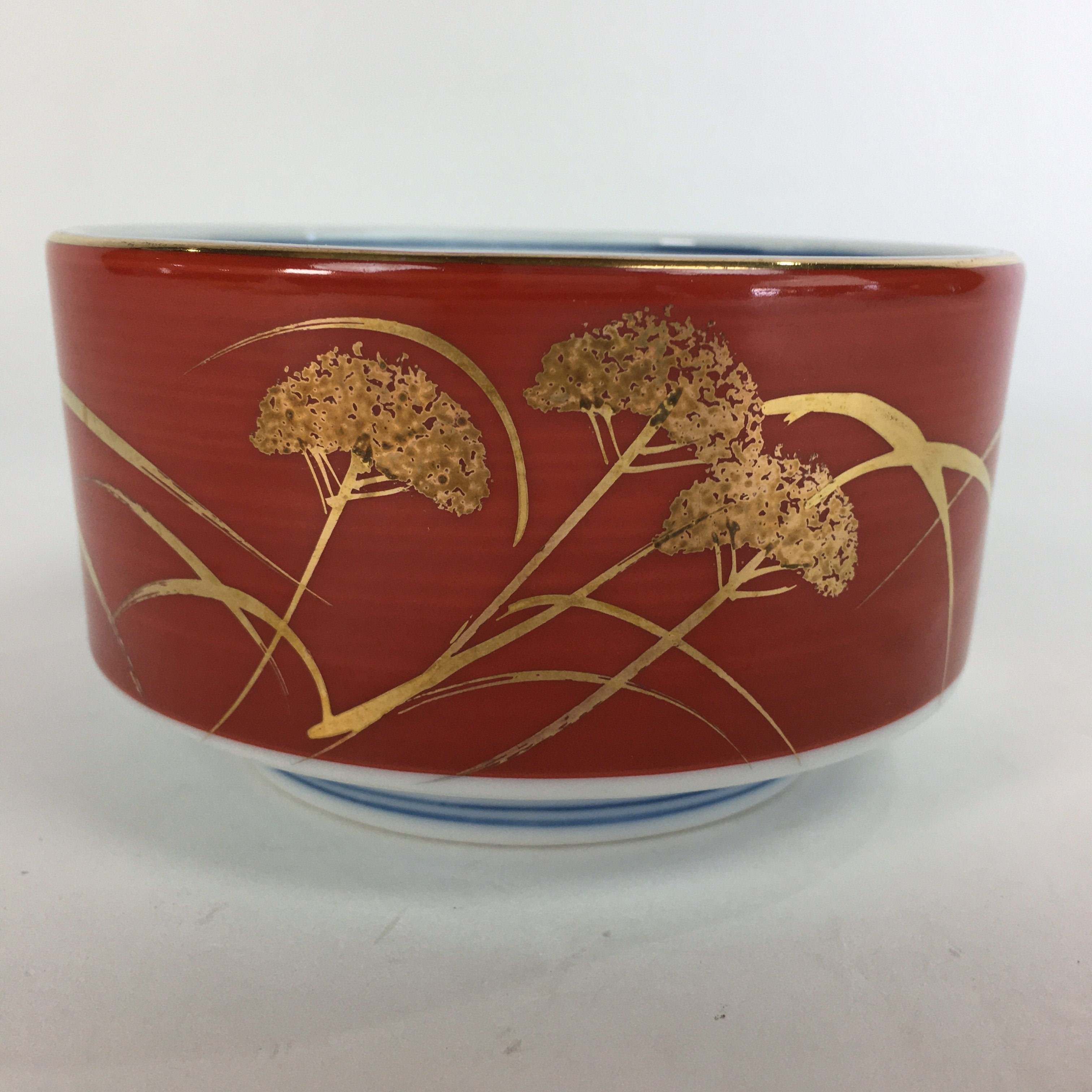 Japanese Porcelain Small Bowl Kobachi Red White Sometsuke Flower Pattern PP558