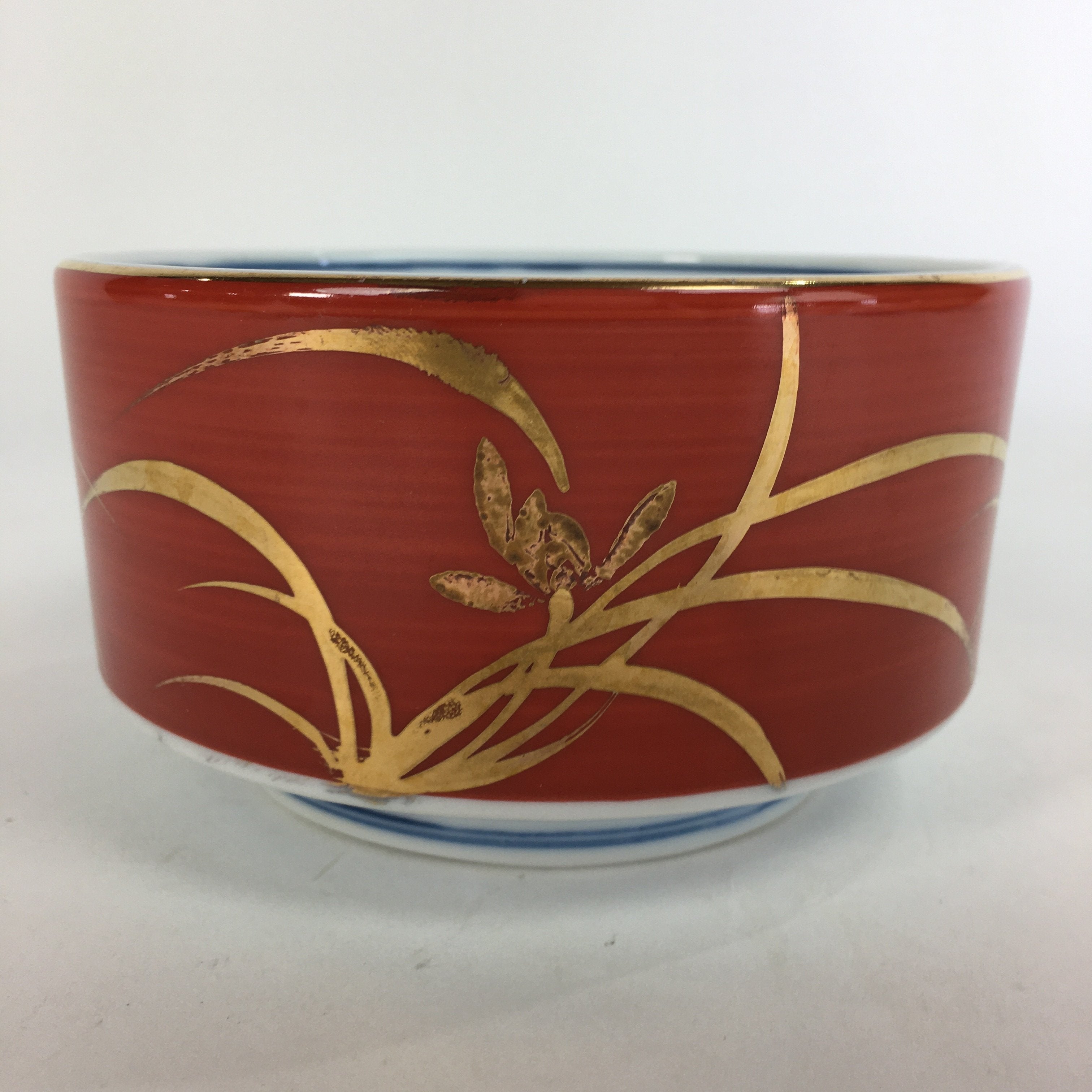 Japanese Porcelain Small Bowl Kobachi Red White Sometsuke Flower Pattern PP558