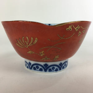 Japanese Porcelain Small Bowl Kobachi Red White Sometsuke Flower Pattern PP560