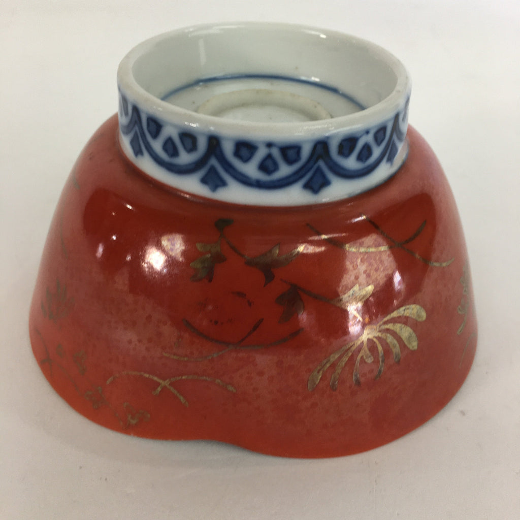 Japanese Porcelain Small Bowl Kobachi Red White Sometsuke Flower Pattern PP561