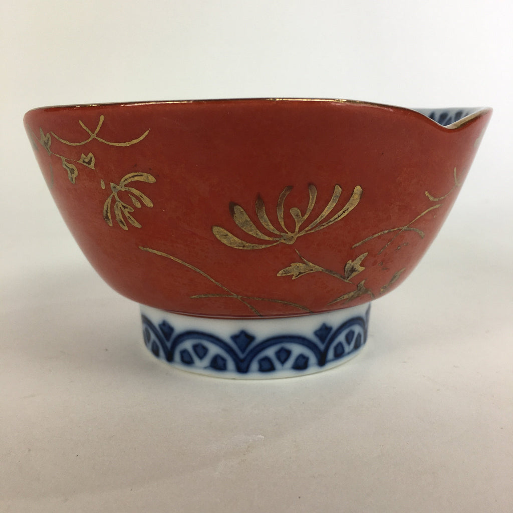 Japanese Porcelain Small Bowl Kobachi Red White Sometsuke Flower Pattern PP561