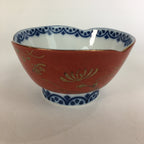 Japanese Porcelain Small Bowl Kobachi Red White Sometsuke Flower Pattern PP561