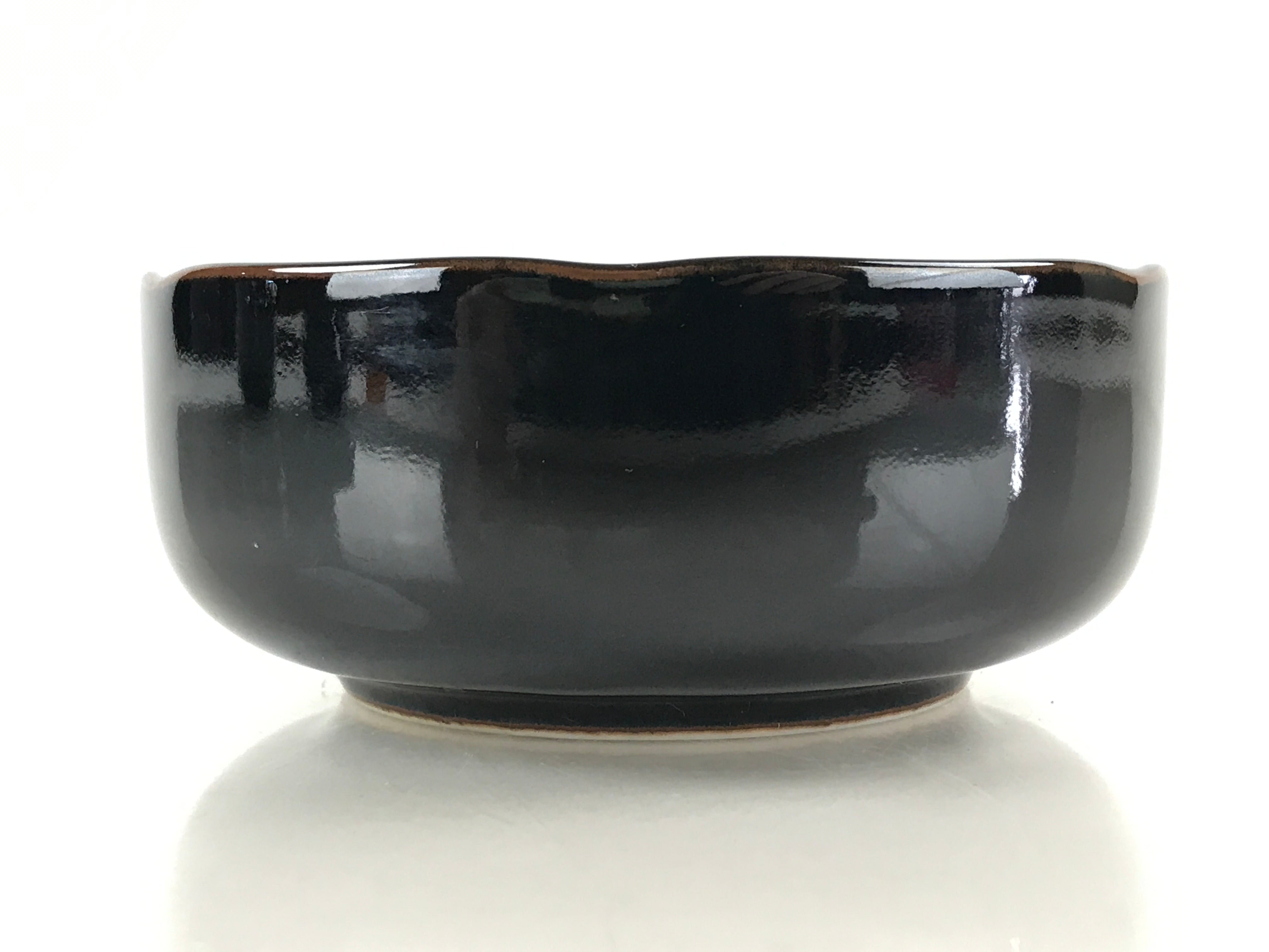 Japanese Porcelain Small Bowl Kobachi Vtg Black Flower Soup Bowl Yakimono PY426