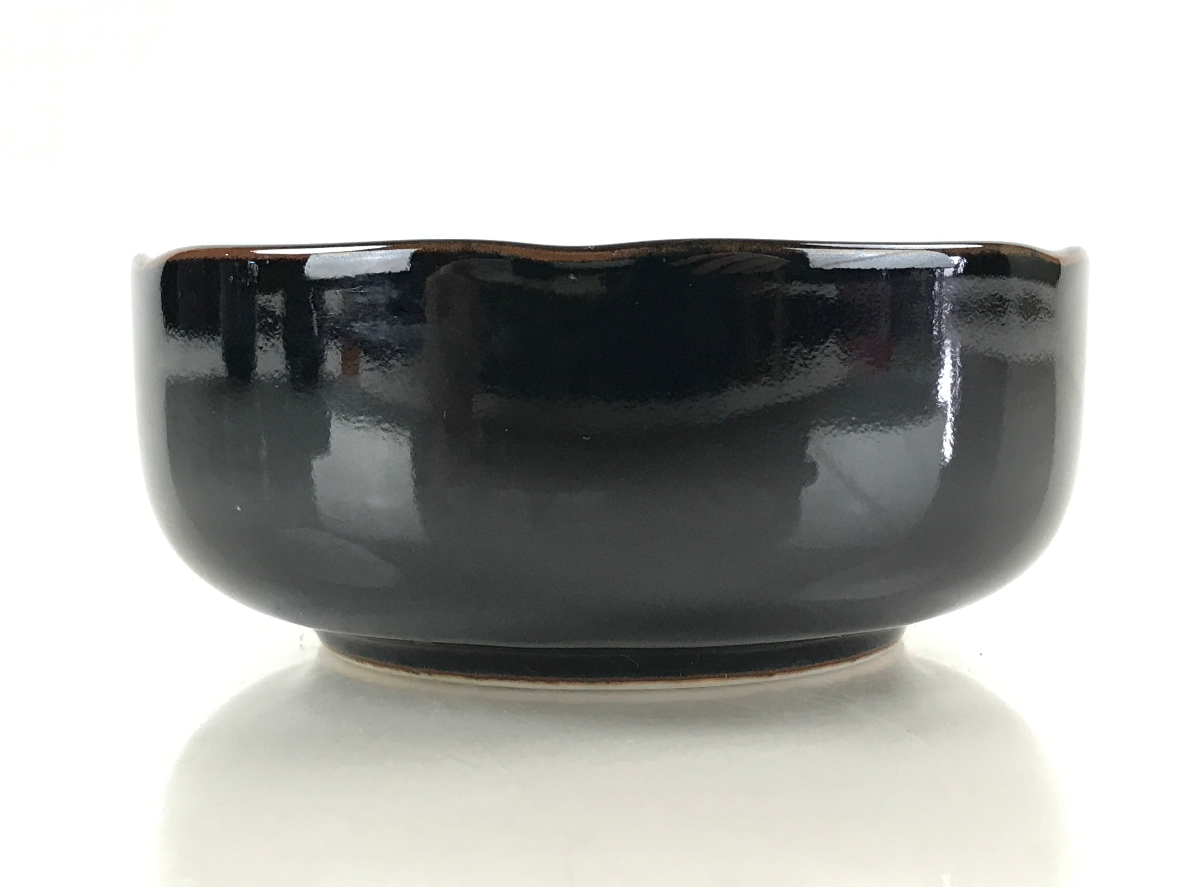Japanese Porcelain Small Bowl Kobachi Vtg Black Flower Soup Bowl Yakimono PY426