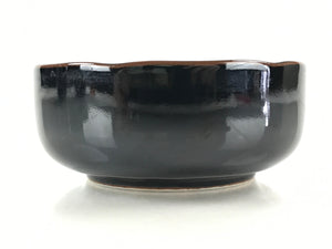 Japanese Porcelain Small Bowl Kobachi Vtg Black Flower Soup Bowl Yakimono PY426