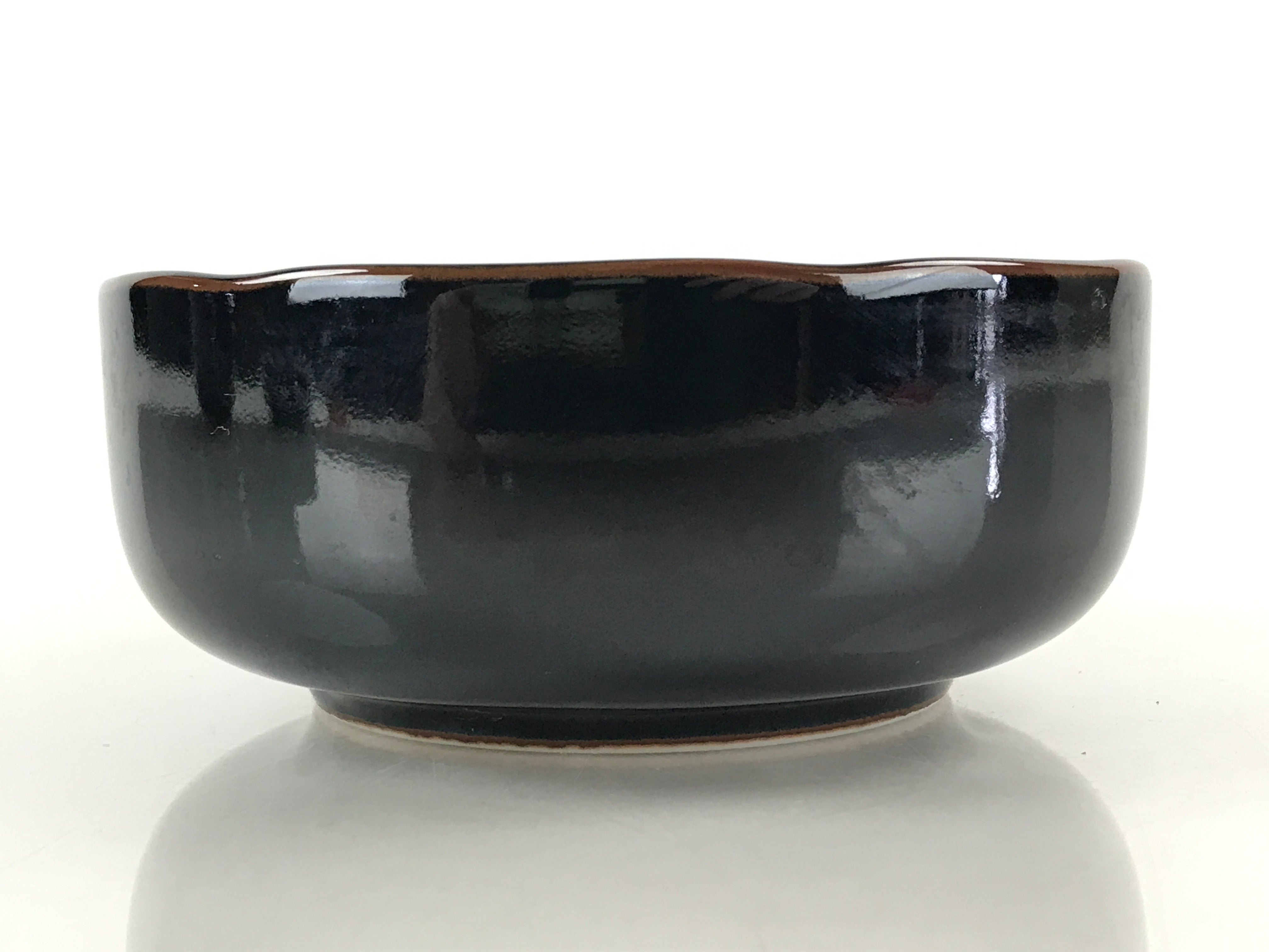 Japanese Porcelain Small Bowl Kobachi Vtg Black Flower Soup Bowl Yakimono PY426