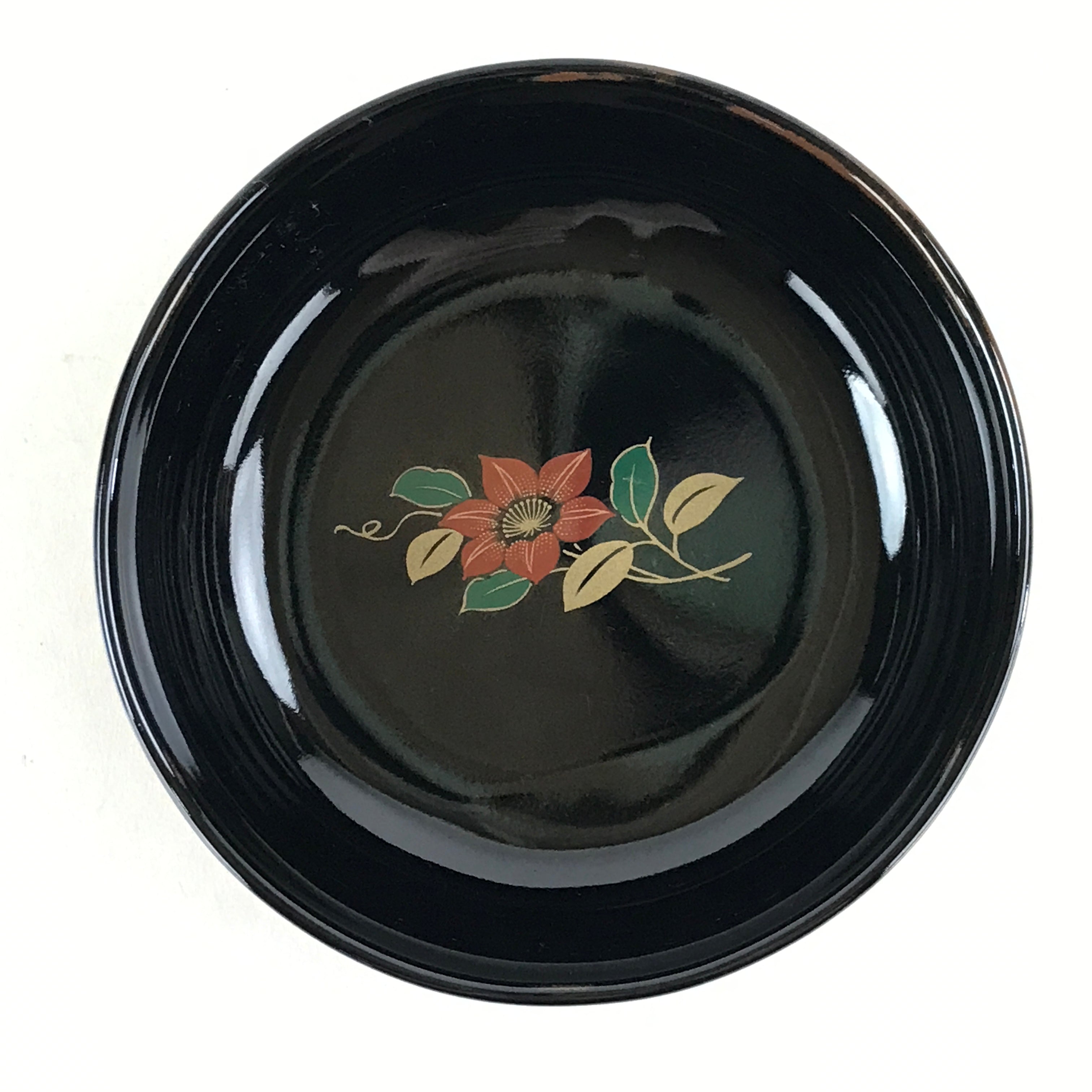 Japanese Porcelain Small Bowl Kobachi Vtg Black Flower Soup Bowl Yakimono PY427