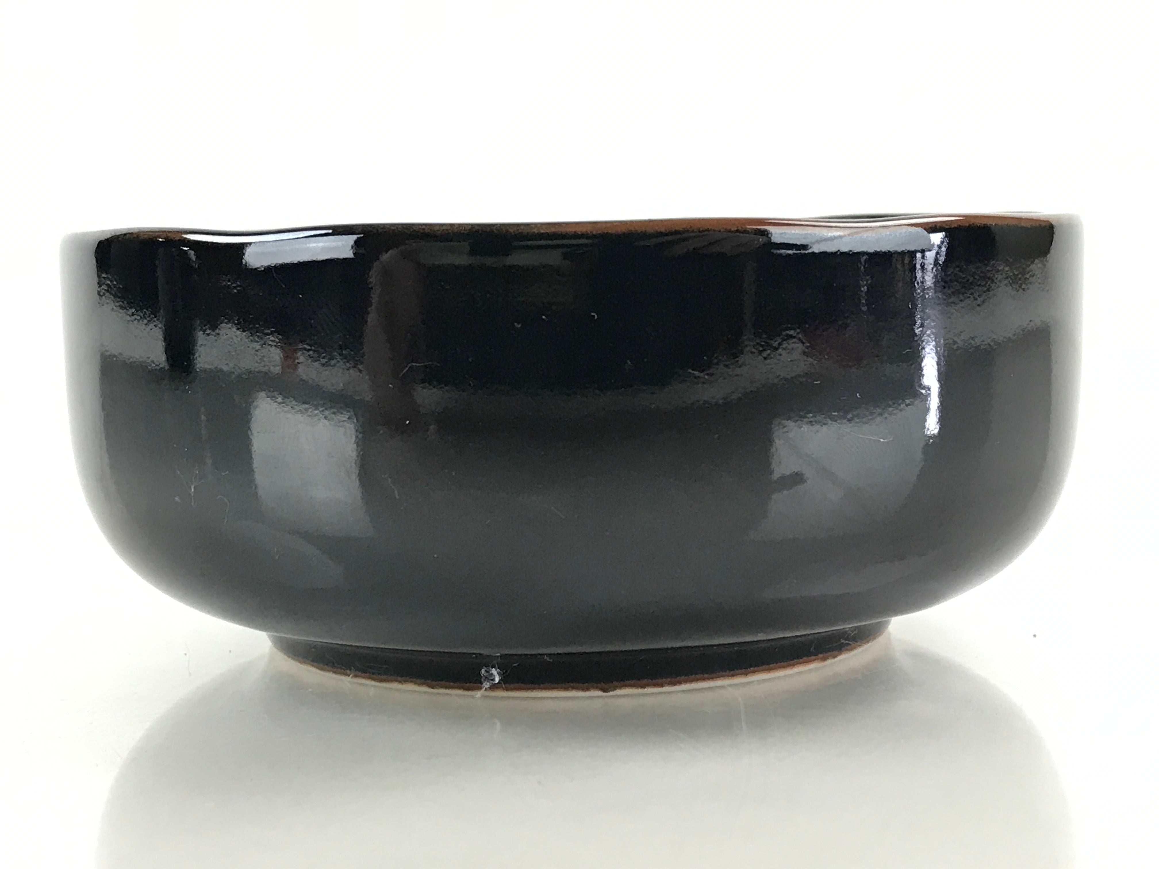 Japanese Porcelain Small Bowl Kobachi Vtg Black Flower Soup Bowl Yakimono PY427