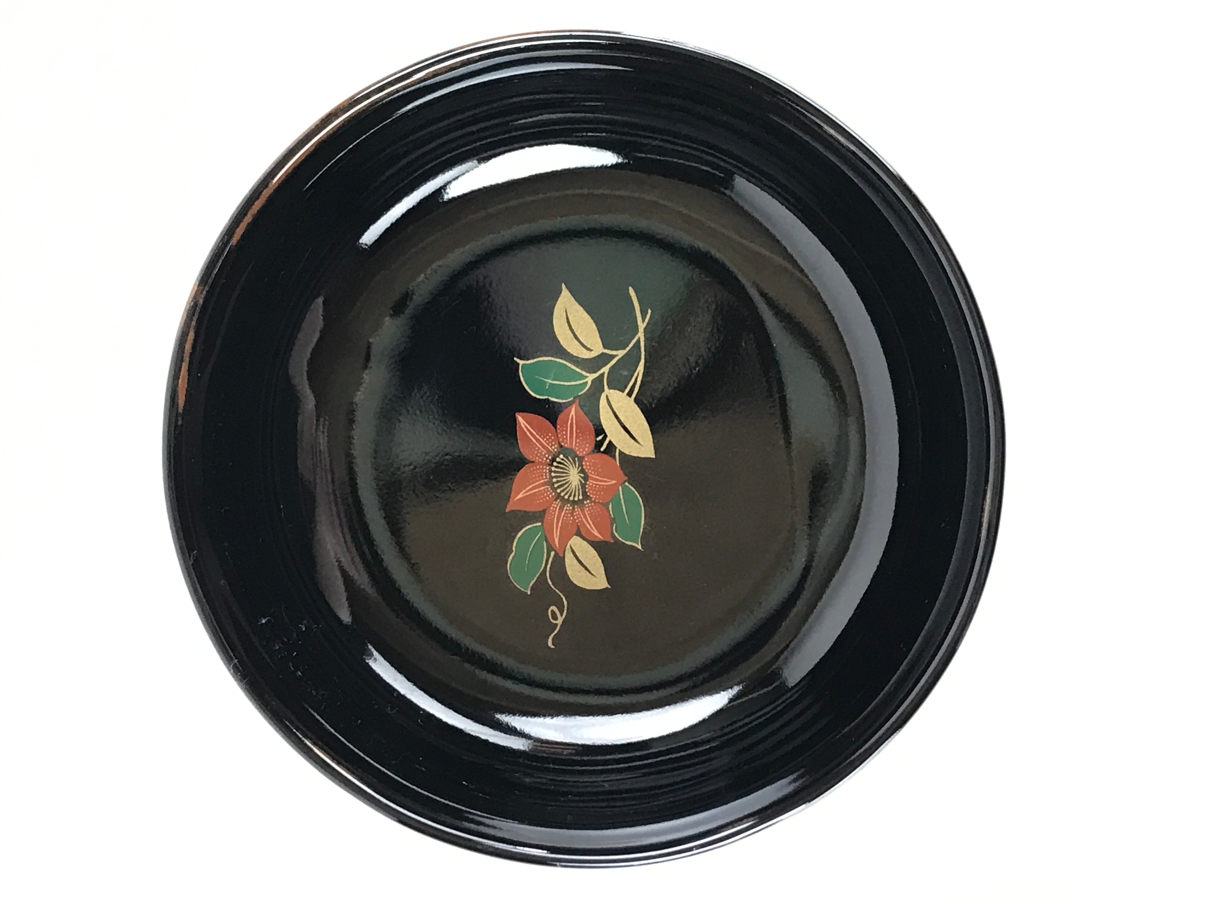 Japanese Porcelain Small Bowl Kobachi Vtg Black Flower Soup Bowl Yakimono PY427