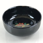 Japanese Porcelain Small Bowl Kobachi Vtg Black Flower Soup Bowl Yakimono PY427