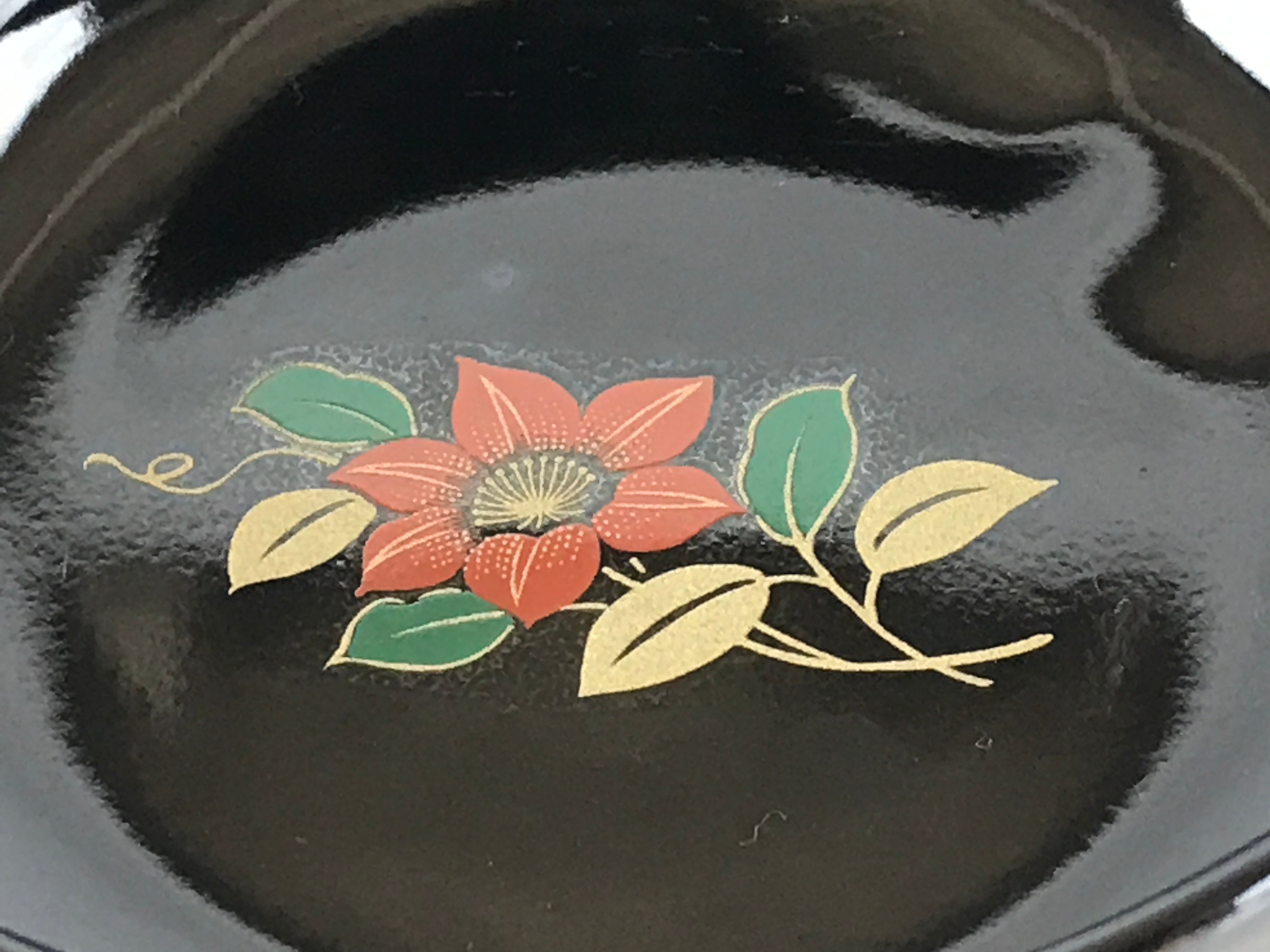 Japanese Porcelain Small Bowl Kobachi Vtg Black Flower Soup Bowl Yakimono PY428