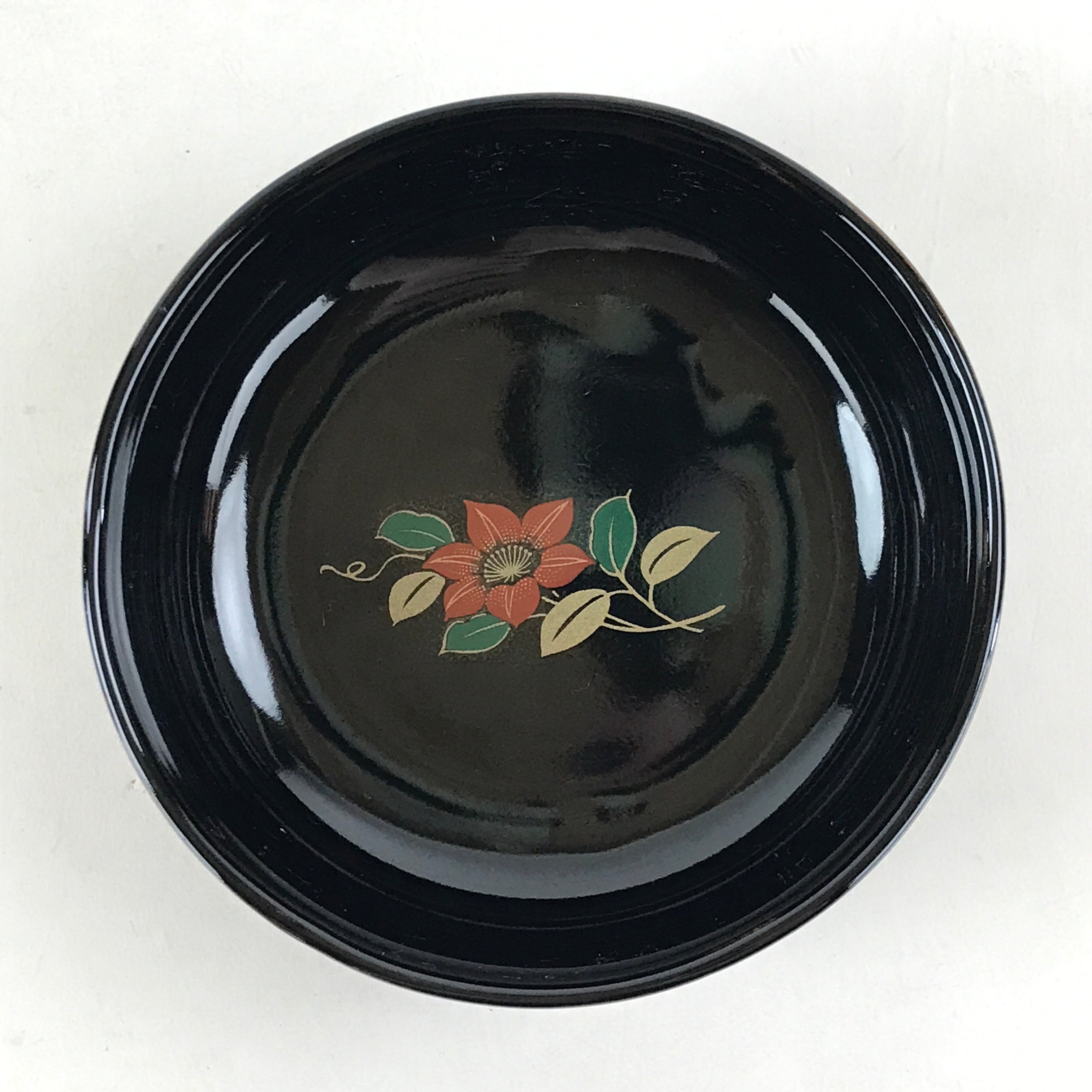 Japanese Porcelain Small Bowl Kobachi Vtg Black Flower Soup Bowl Yakimono PY428