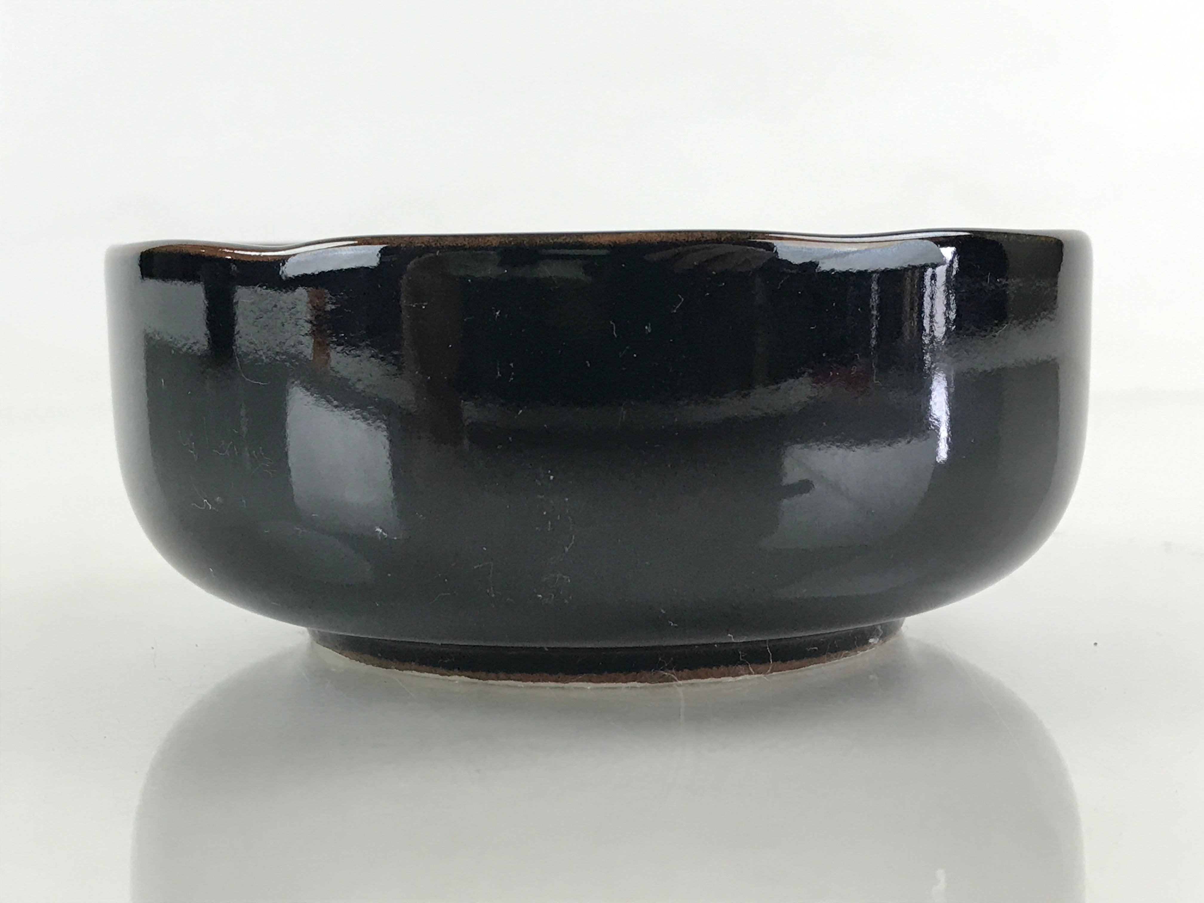 Japanese Porcelain Small Bowl Kobachi Vtg Black Flower Soup Bowl Yakimono PY428