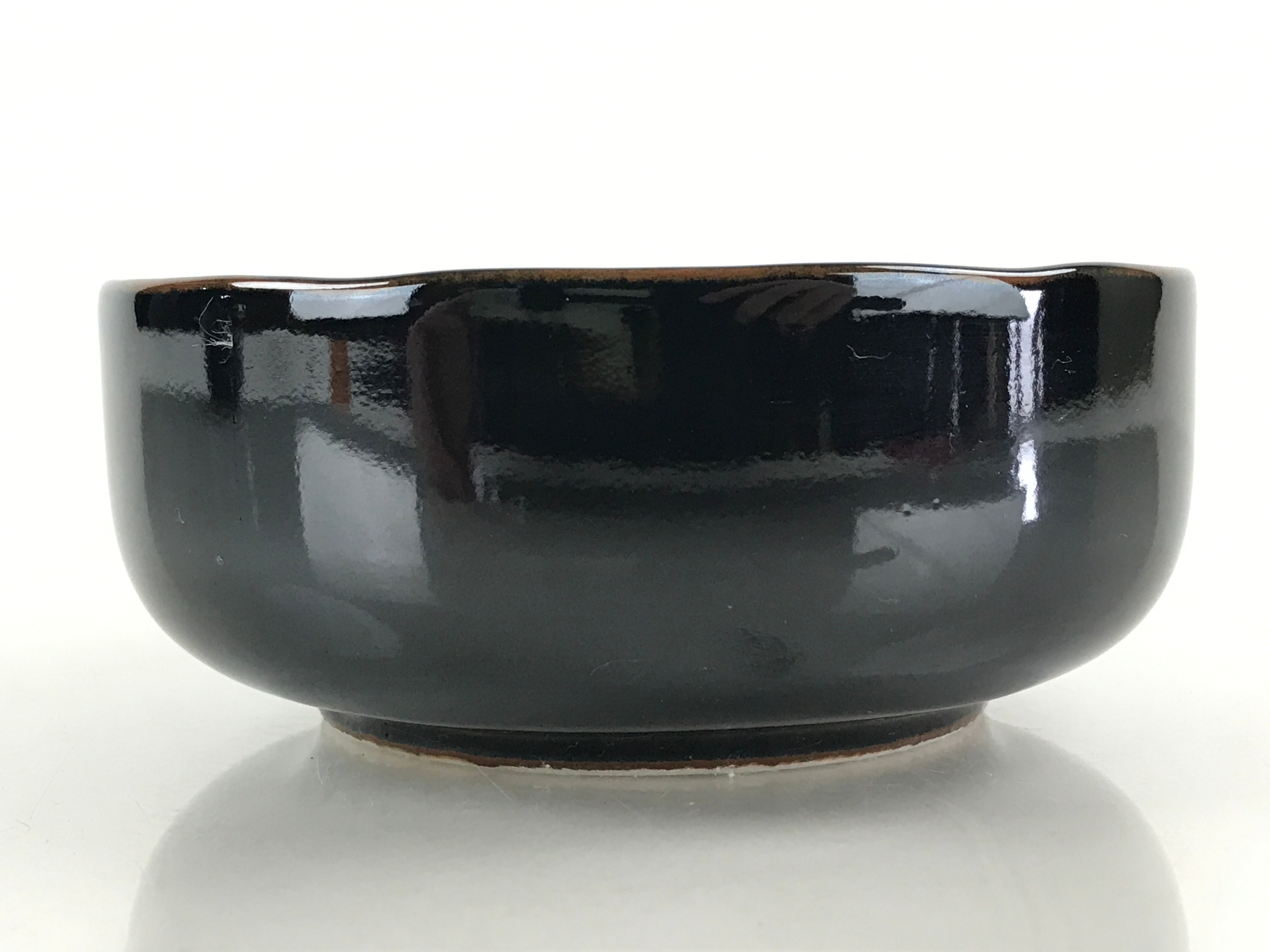 Japanese Porcelain Small Bowl Kobachi Vtg Black Flower Soup Bowl Yakimono PY428