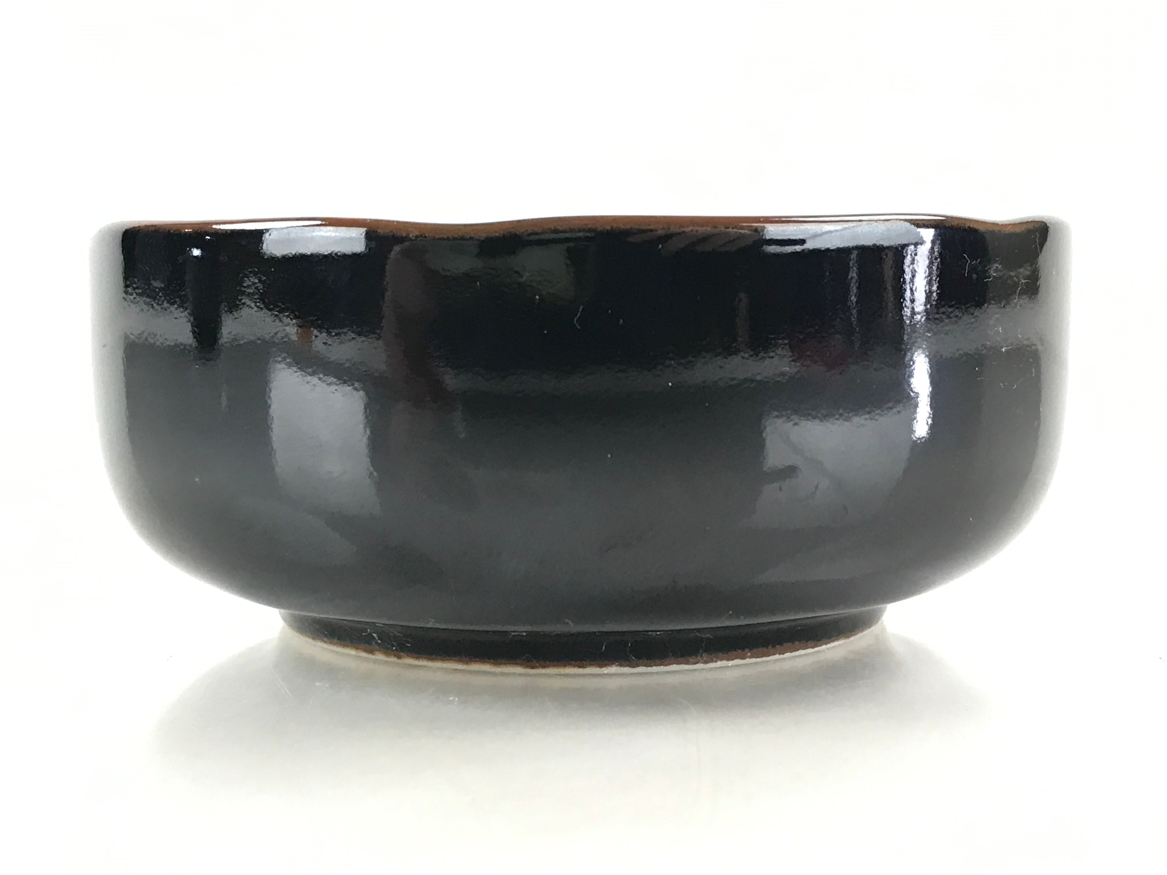 Japanese Porcelain Small Bowl Kobachi Vtg Black Flower Soup Bowl Yakimono PY429