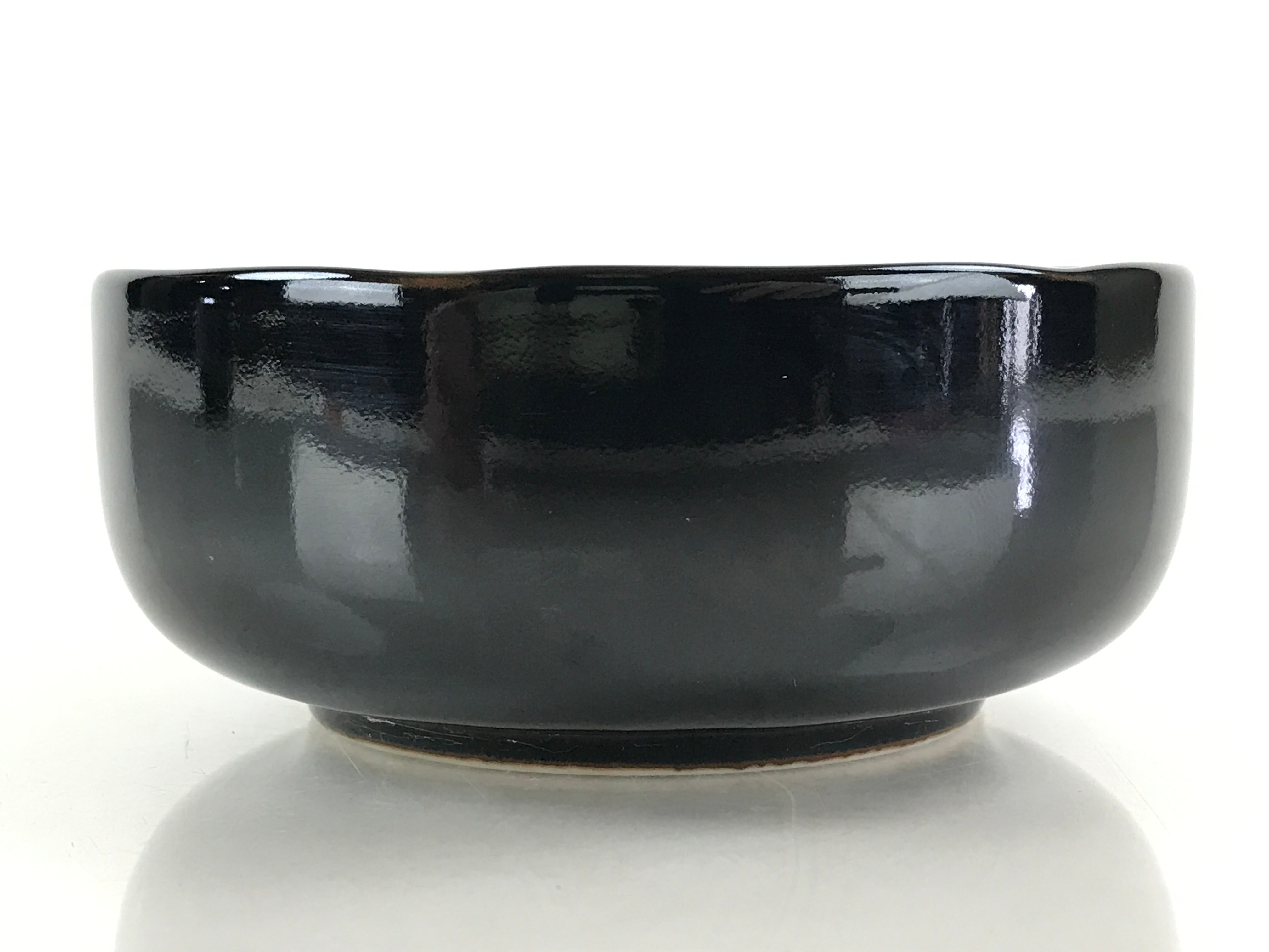 Japanese Porcelain Small Bowl Kobachi Vtg Black Flower Soup Bowl Yakimono PY429