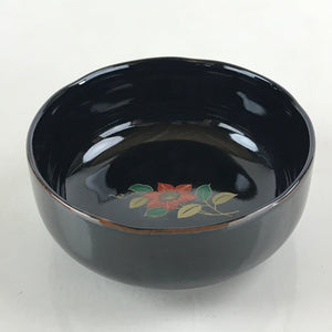 Japanese Porcelain Small Bowl Kobachi Vtg Black Flower Soup Bowl Yakimono PY429