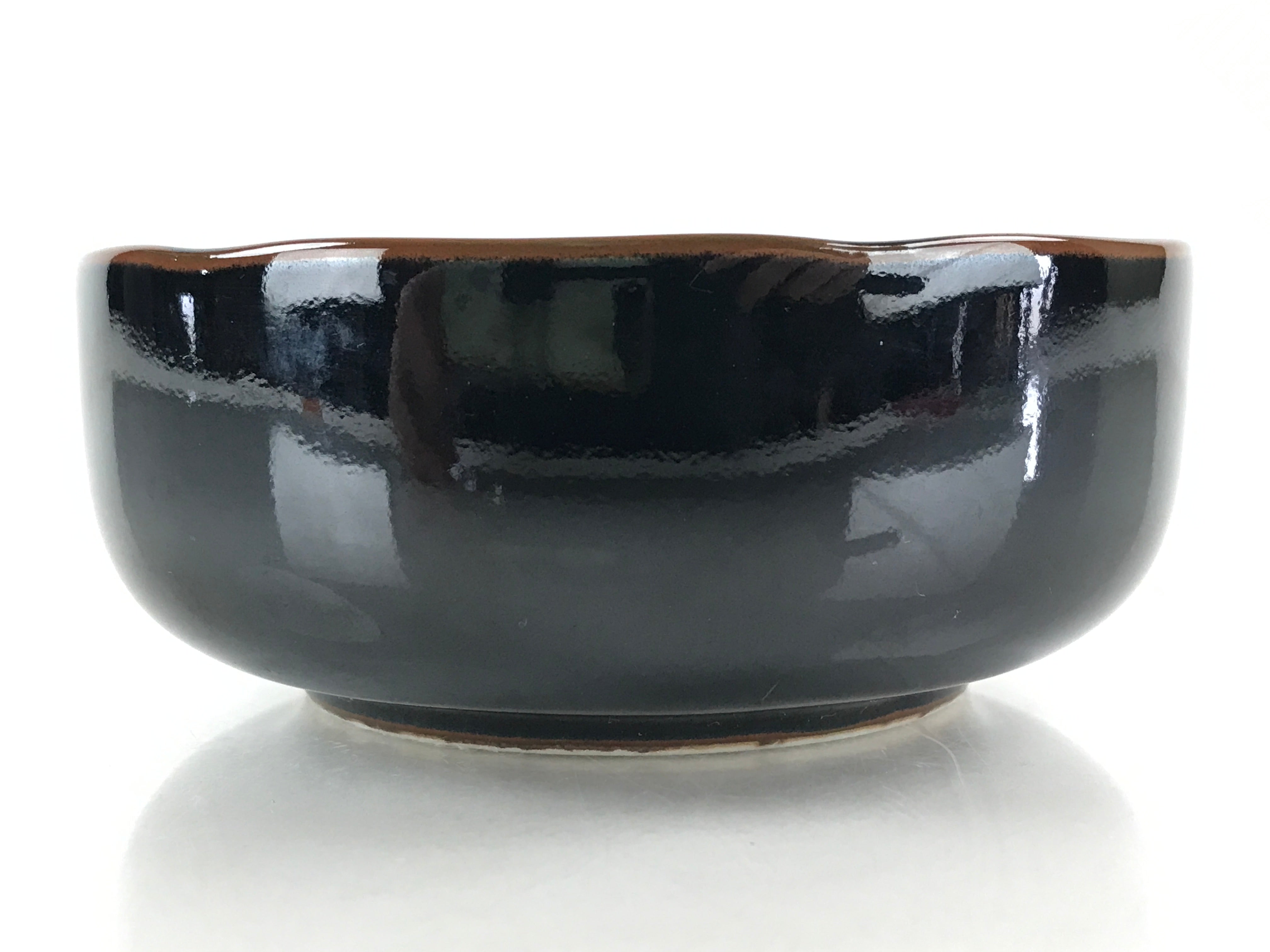 Japanese Porcelain Small Bowl Kobachi Vtg Black Flower Soup Bowl Yakimono PY430