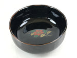 Japanese Porcelain Small Bowl Kobachi Vtg Black Flower Soup Bowl Yakimono PY430