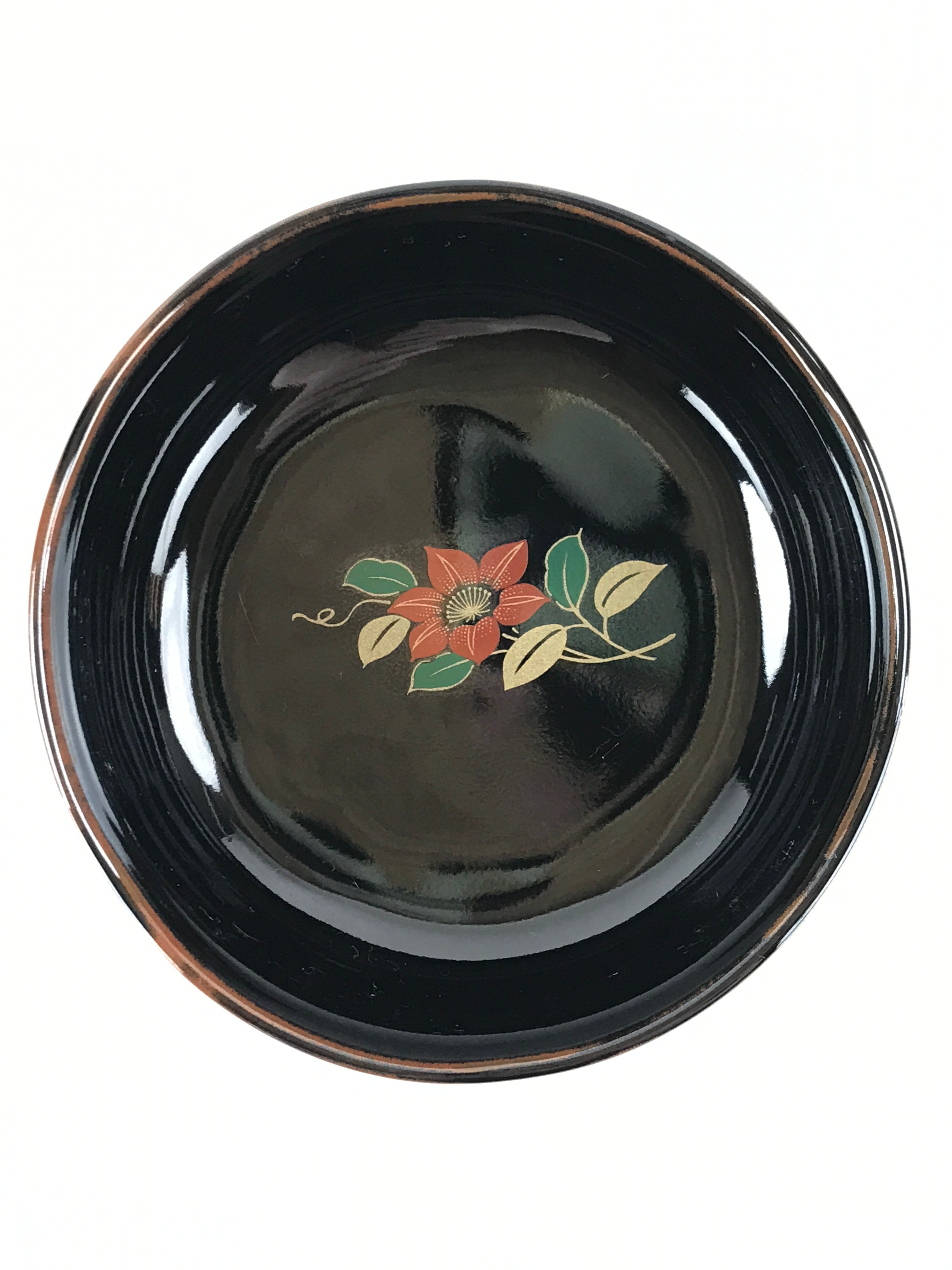 Japanese Porcelain Small Bowl Kobachi Vtg Black Flower Soup Bowl Yakimono PY430