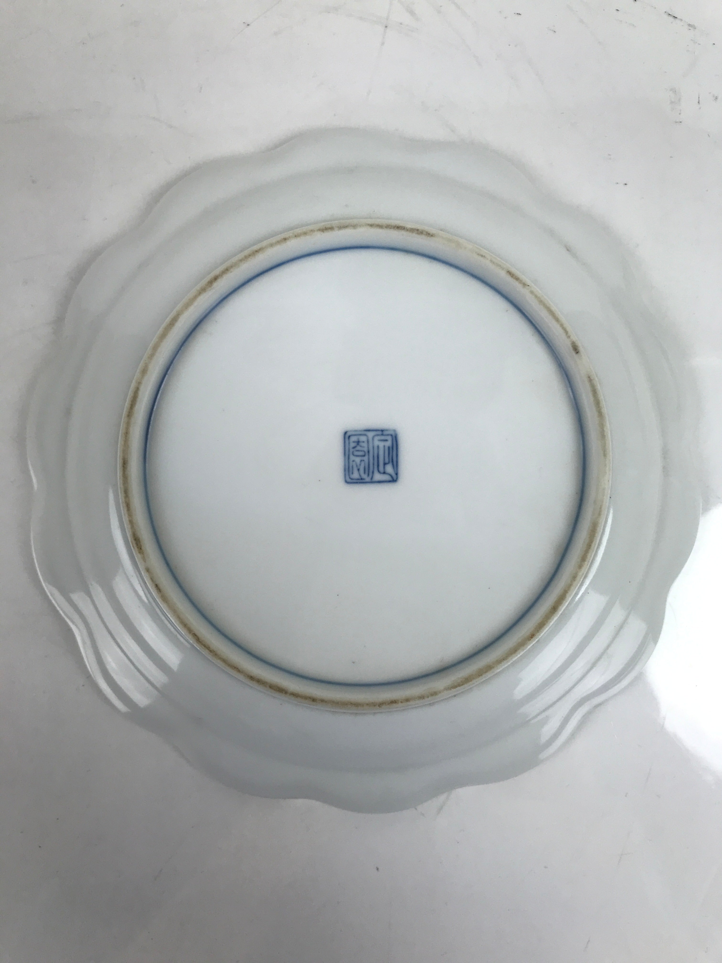 Japanese Porcelain Small Plate Kozara Vtg Hydrangea White Blue Ruffle Edge Y23