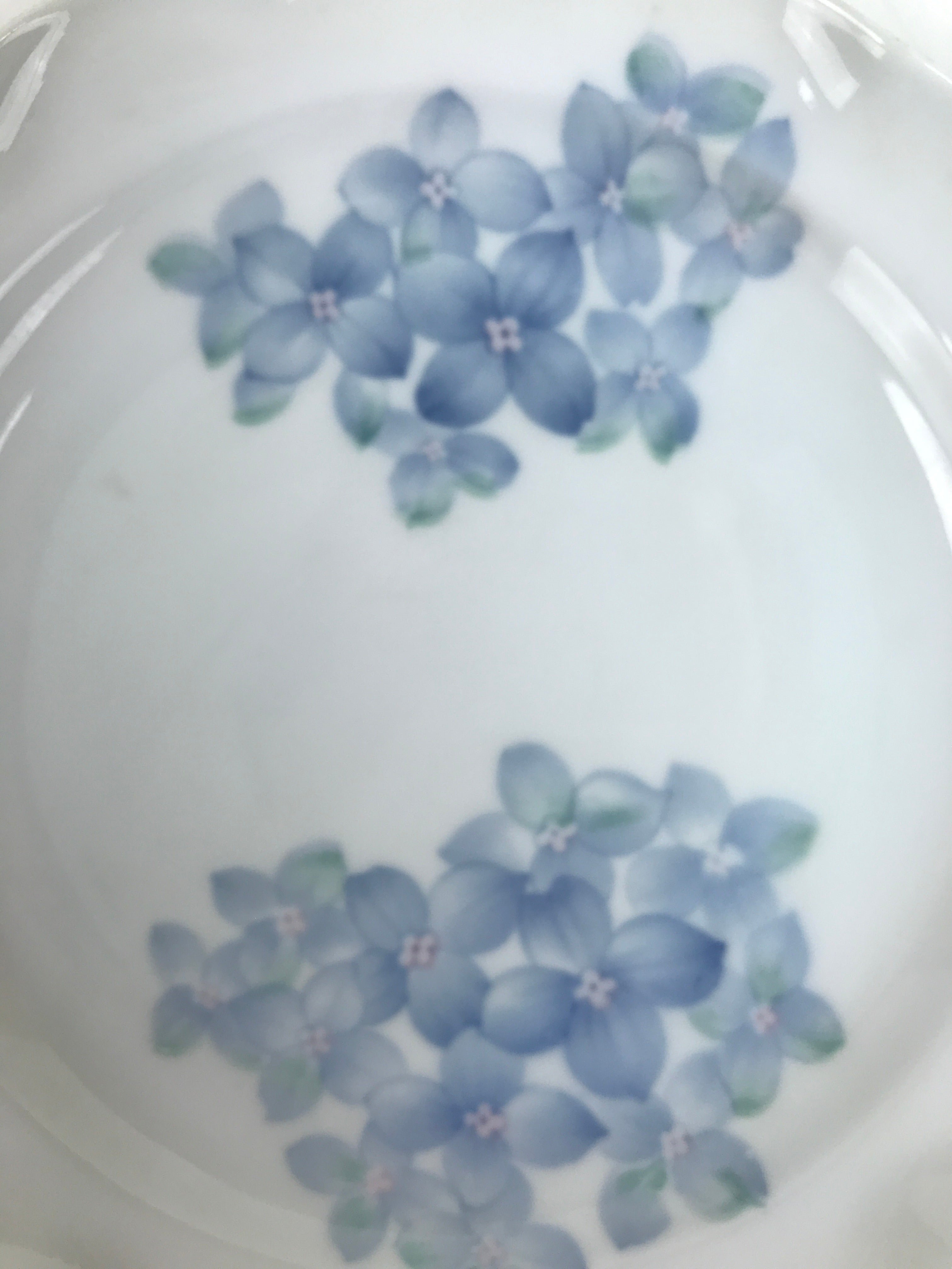 Japanese Porcelain Small Plate Kozara Vtg Hydrangea White Blue Ruffle Edge Y23