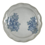 Japanese Porcelain Small Plate Kozara Vtg Hydrangea White Blue Ruffle Edge Y23