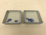 Japanese Porcelain Small Plate Kozara Vtg Lacquer Tray Dish 3pc White Blue Y424