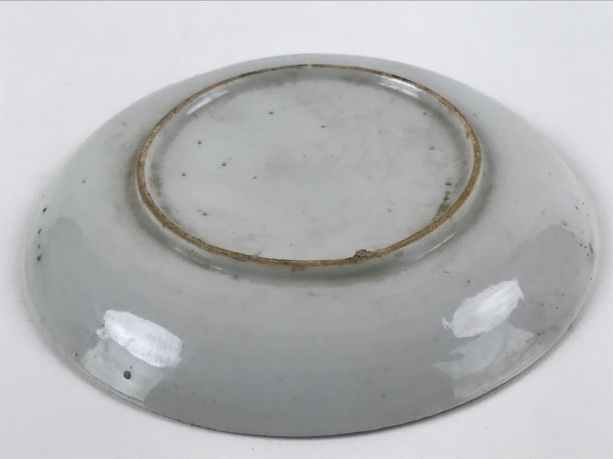 Japanese Porcelain Small Plate Kozara Vtg Plum Blossom Sun Black White PY683