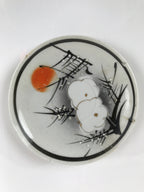 Japanese Porcelain Small Plate Kozara Vtg Plum Blossom Sun Black White PY683