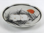 Japanese Porcelain Small Plate Kozara Vtg Plum Blossom Sun Black White PY683