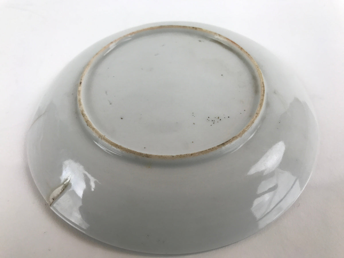 Japanese Porcelain Small Plate Kozara Vtg Plum Blossom Sun Black White PY685