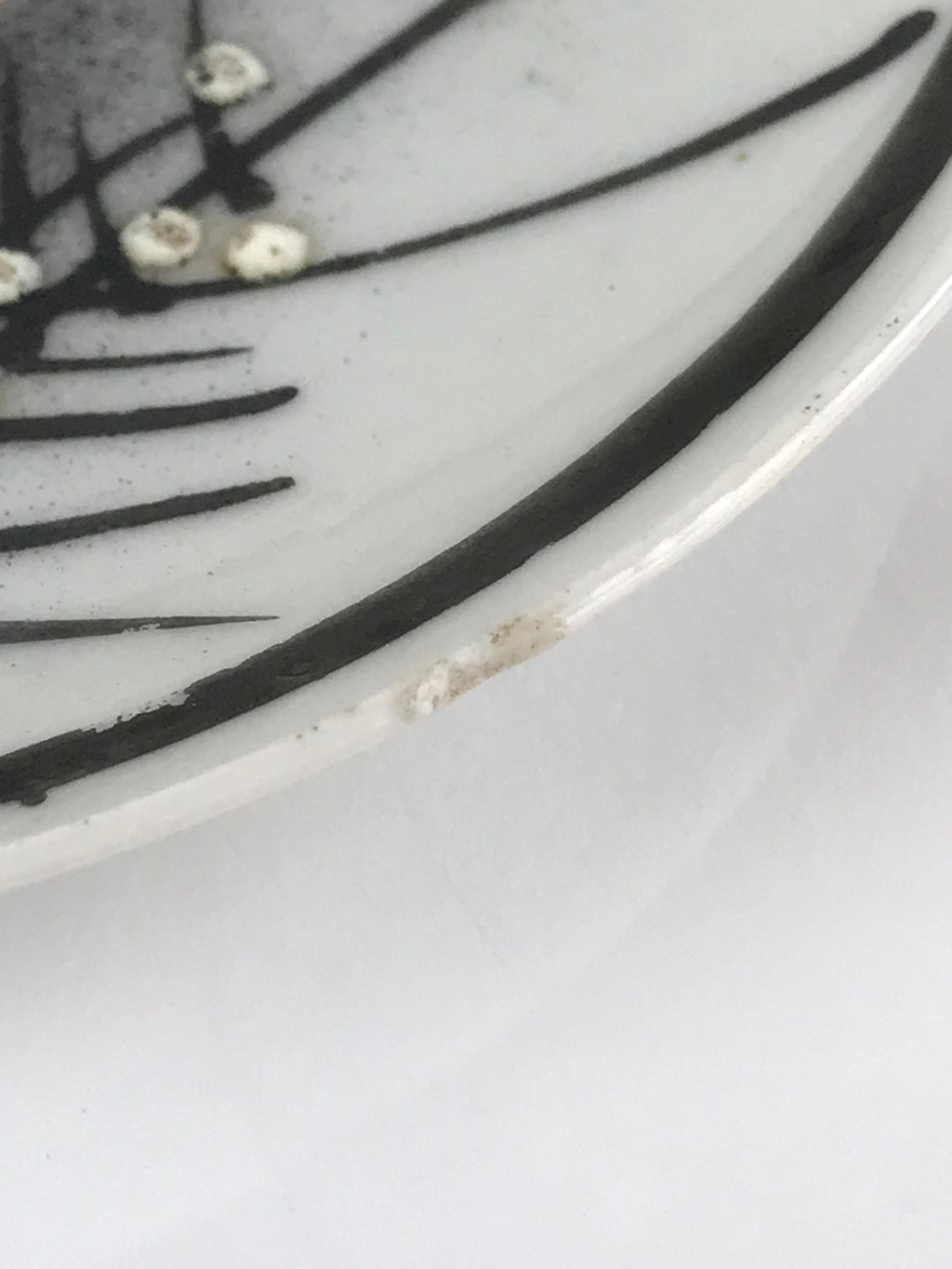 Japanese Porcelain Small Plate Kozara Vtg Plum Blossom Sun Black White PY686