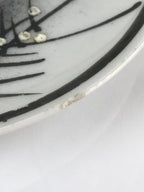 Japanese Porcelain Small Plate Kozara Vtg Plum Blossom Sun Black White PY686