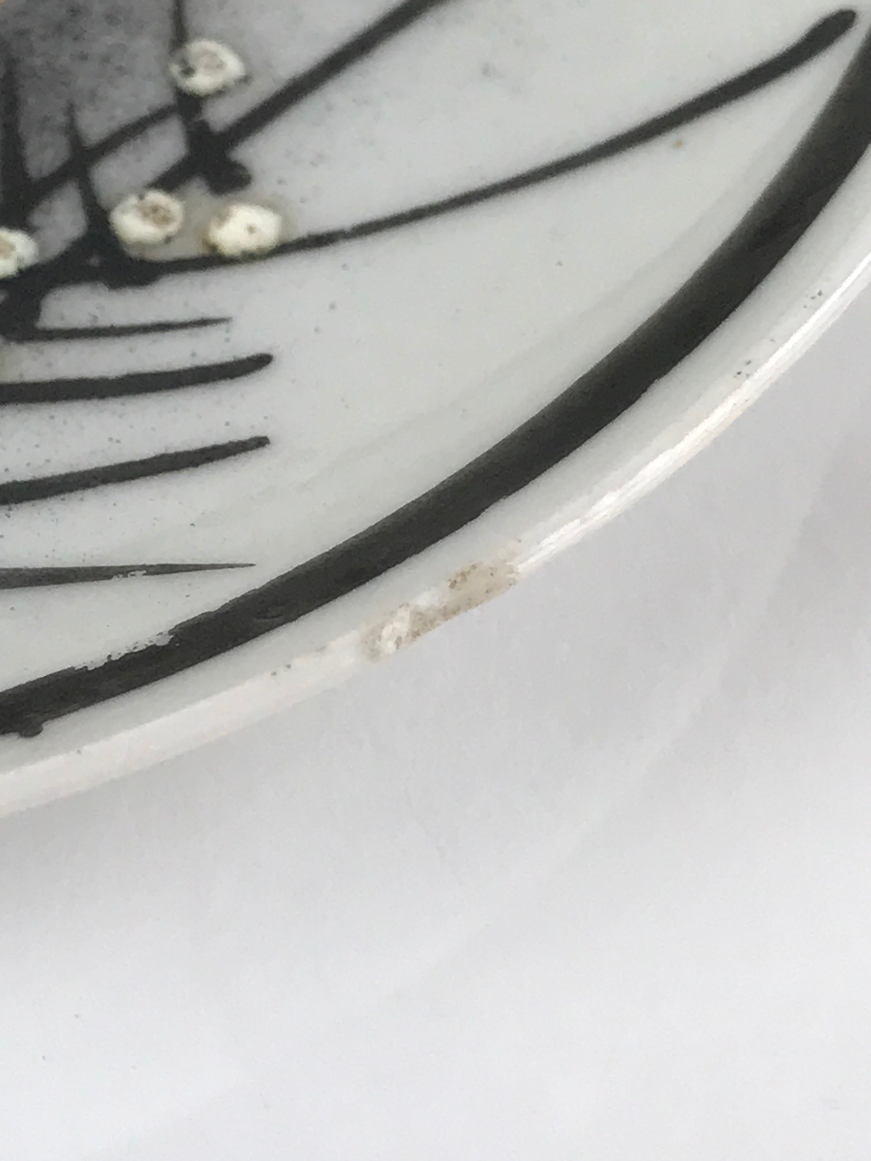 Japanese Porcelain Small Plate Kozara Vtg Plum Blossom Sun Black White PY686