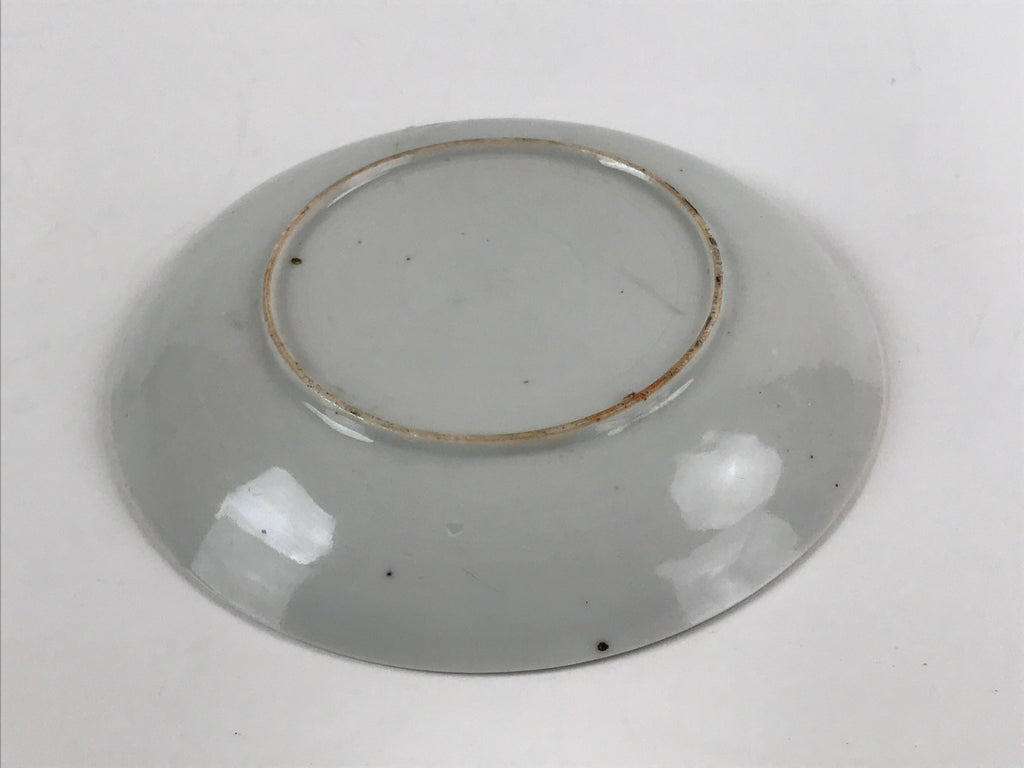 Japanese Porcelain Small Plate Kozara Vtg Plum Blossom Sun Black White PY686