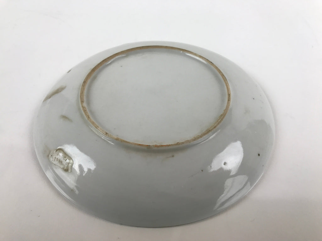 Japanese Porcelain Small Plate Kozara Vtg Plum Blossom Sun Black White PY687