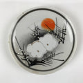 Japanese Porcelain Small Plate Kozara Vtg Plum Blossom Sun Black White PY687