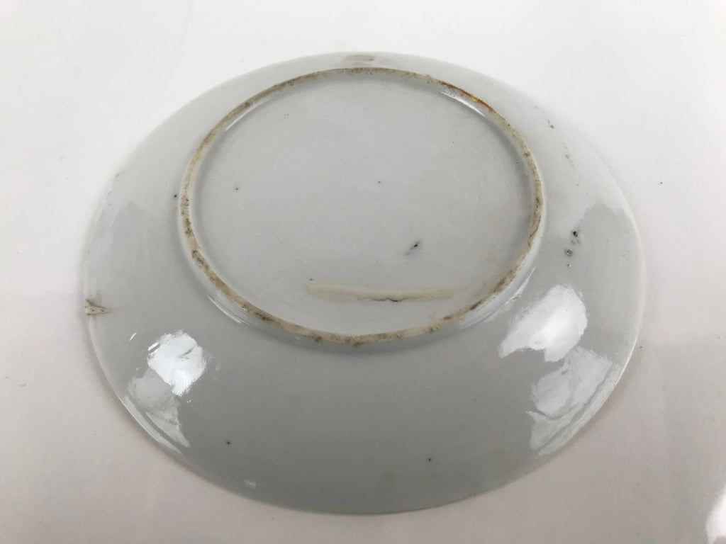 Japanese Porcelain Small Plate Kozara Vtg Plum Blossom Sun Black White PY689