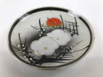 Japanese Porcelain Small Plate Kozara Vtg Plum Blossom Sun Black White PY690