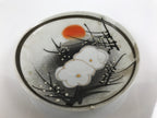 Japanese Porcelain Small Plate Kozara Vtg Plum Blossom Sun Black White PY692