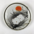Japanese Porcelain Small Plate Kozara Vtg Plum Blossom Sun Black White PY692